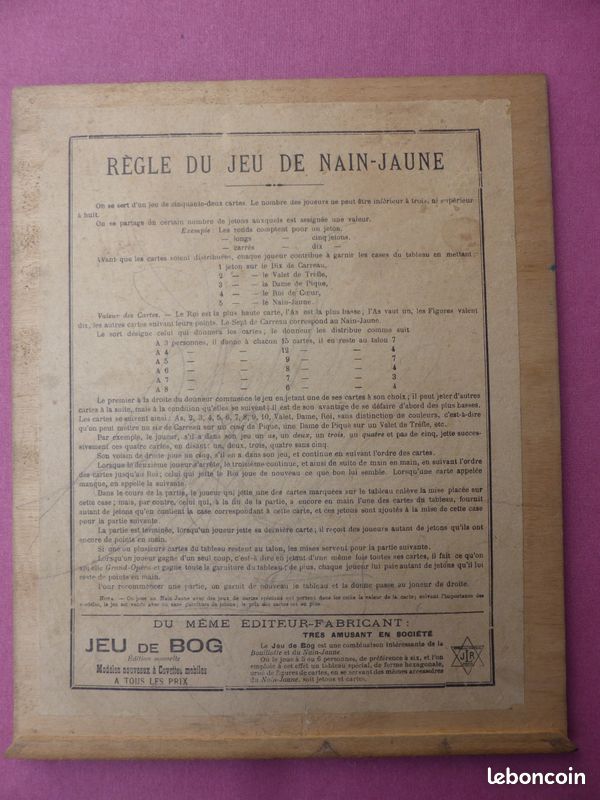 Jeu de nain jaune ancien JLR Paris - Jeux & Jouets