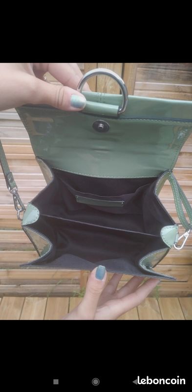 Sac vernis kaki vintage Zara (image 4)