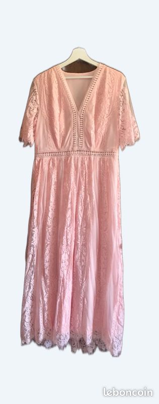 Robe longue rose pour cérémonie ou soirée (image 1)