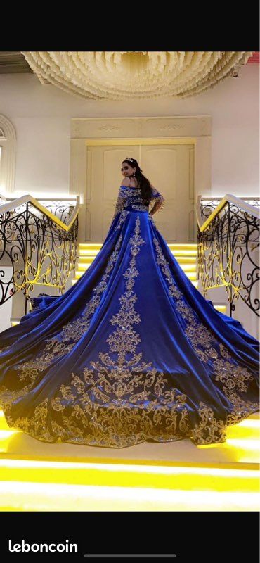 Robe bleu roi EMIRA/ Caftan moderne Negafa Mariage Portée qu