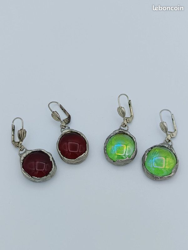 Lot de 2 paires de boucles d'oreilles vintage (image 1)
