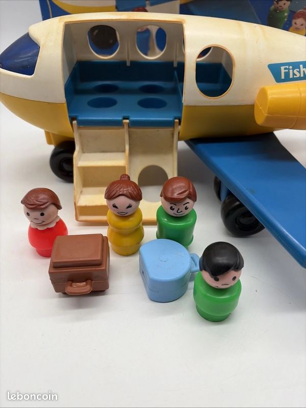 Avion Fisher-Price Vintage Boîte Personnages Little People Aile Réparable (image 2)