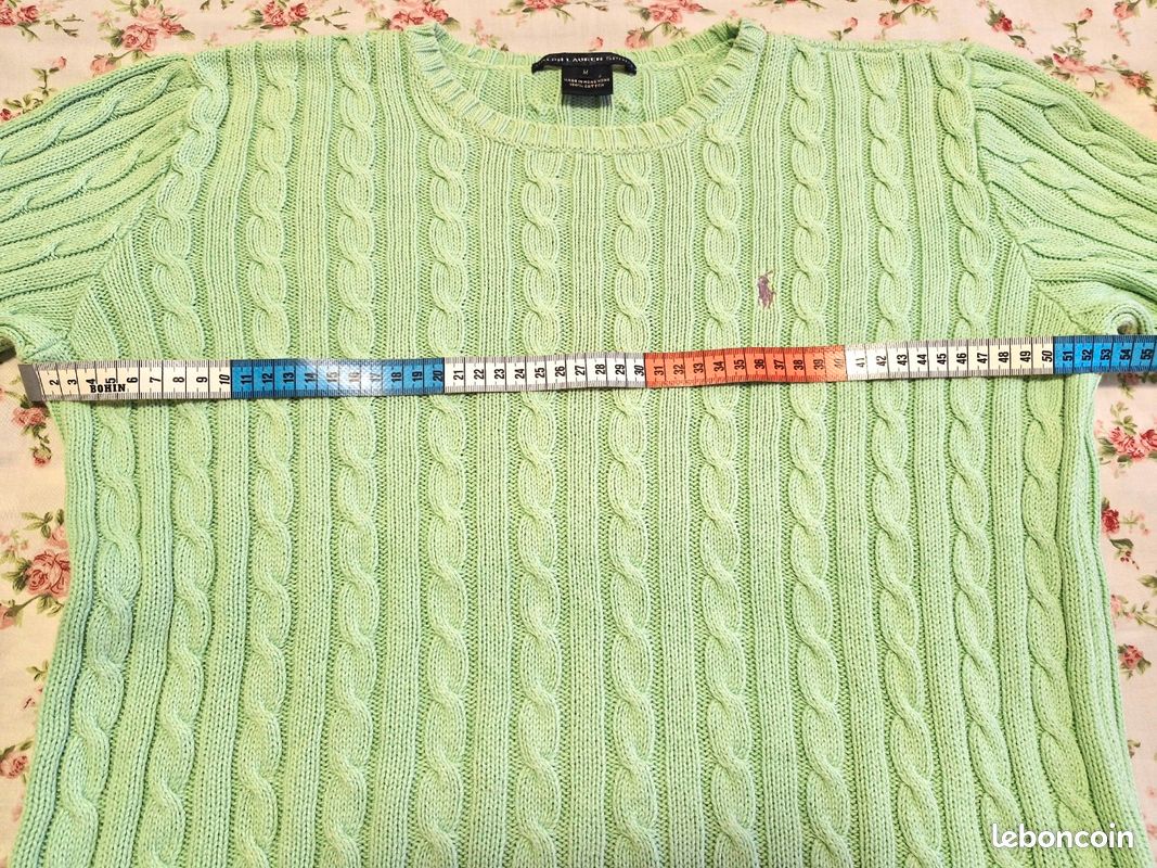 Pull torsadé Polo Ralph Lauren femme M vert menthe pastel (image 8)