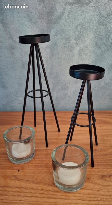 Sziqiqi Bougeoir Lampes Noir Déco: Supports Pour Bougies Piliers