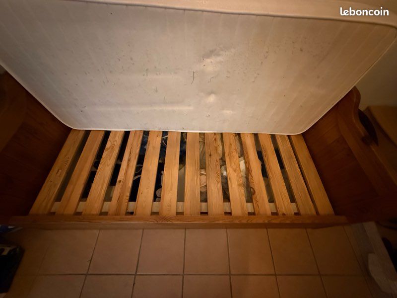 Lit banquette en bois avec grand tiroir de rangement + matelas (image 3)