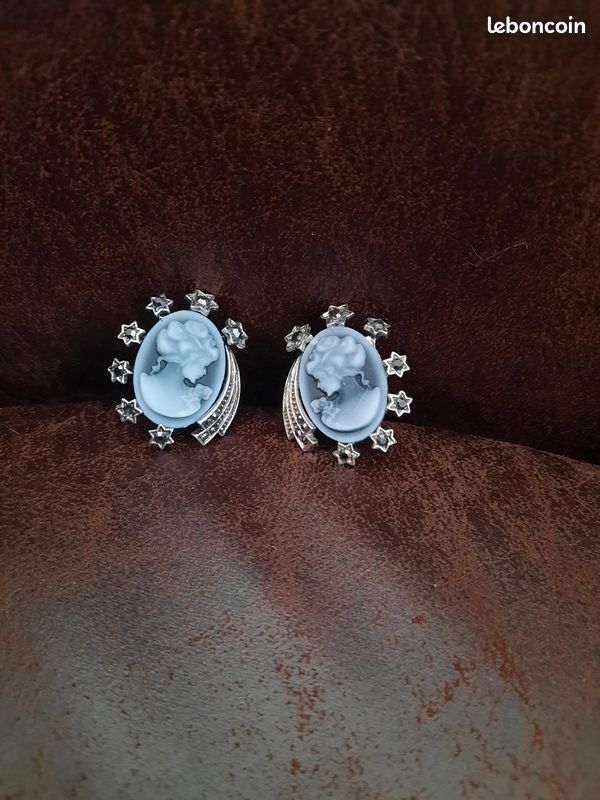 Bijou fantaisie boucles d'oreilles camée (image 2)