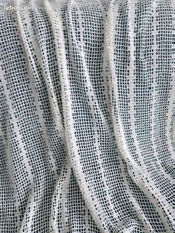 Rideau maille crochet fait main coton écru (image 6)