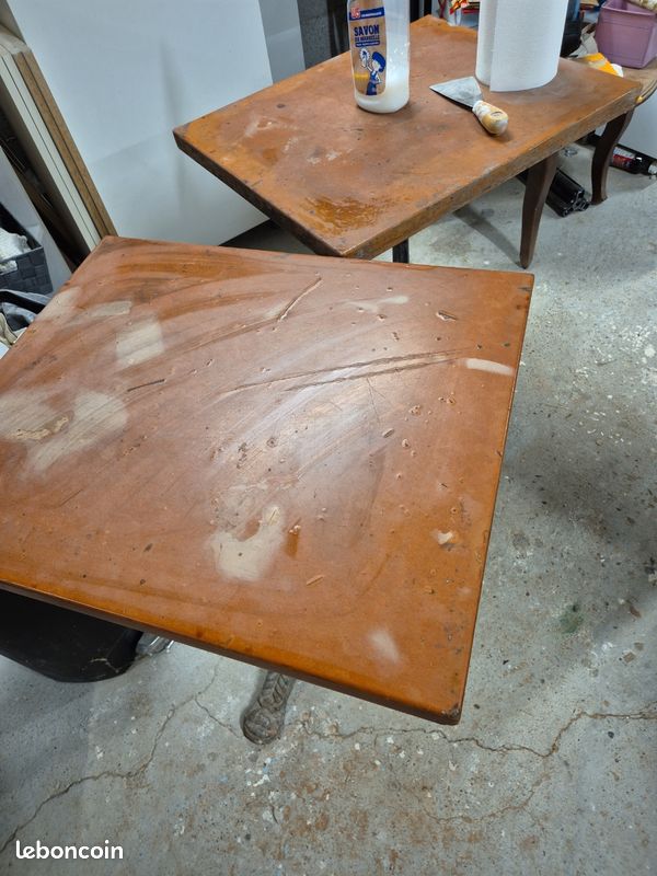 Tables de bistrot anciennes - pied en fonte- à l'unité ou en lot (image 2)