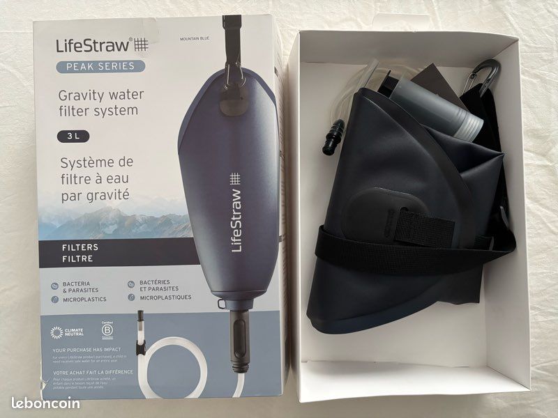 Filtre à Eau Gravité LifeStraw Peak Series – 8 Litres – Gris Foncé – Neuf