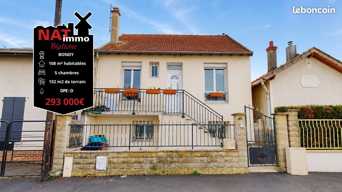 Maison 5 pièces 108 m² · à Bondy · 108 m² · 293 000 €