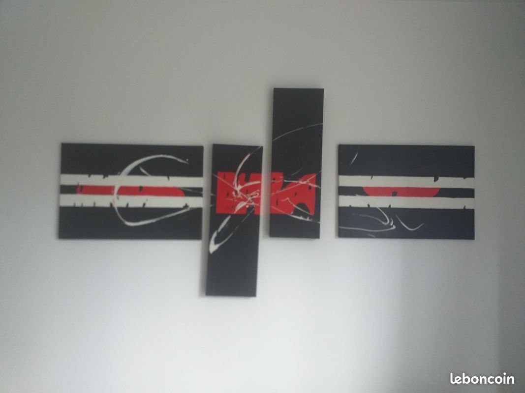 Triptyque grand format noir rouge blanc (image 3)