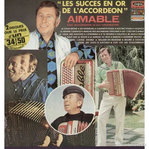 2 disques vinyle AIMABLE Son accordéon et son orchestre - Les succès en or de l'accordéon (image 1)