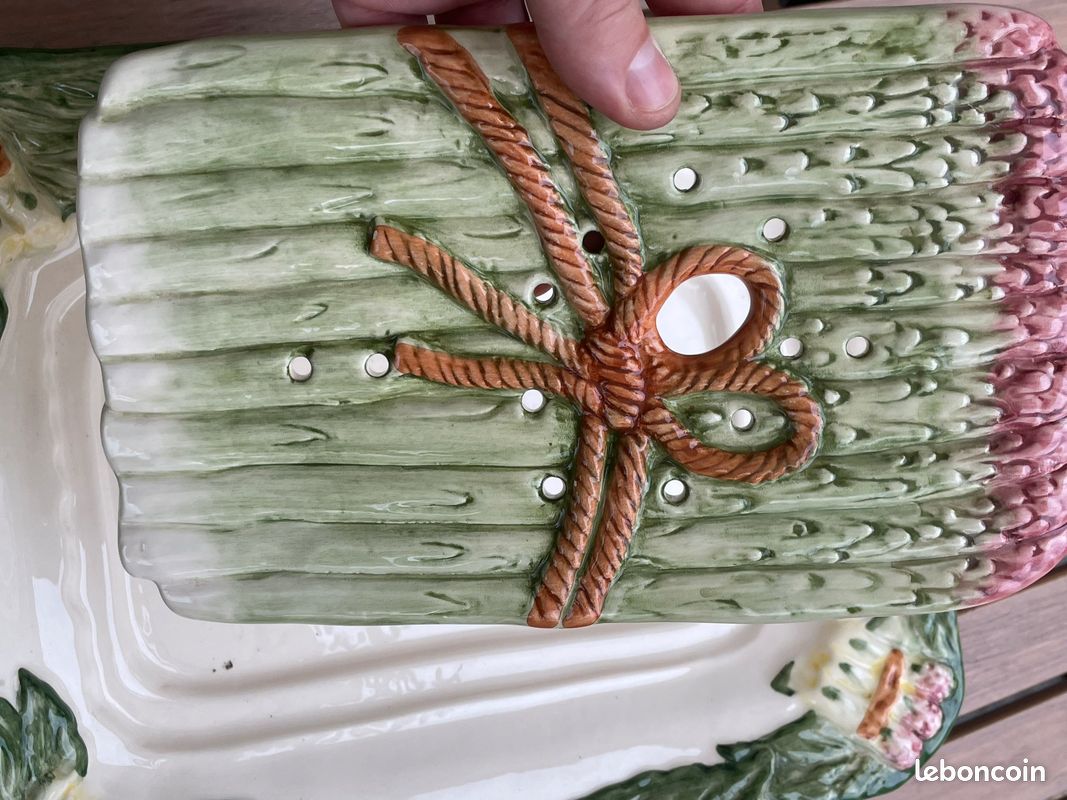 Plat à asperges + égouttoir - faïence (image 2)