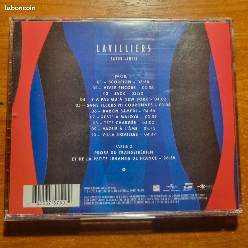 Bernard Lavilliers – Baron Samedi - CD (image 3)