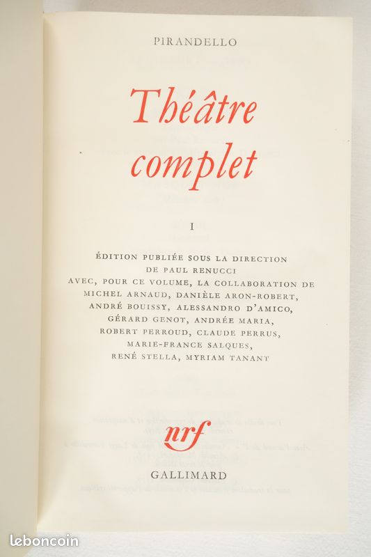 Théâtre complet Tome 1 - Luigi Pirandello - La Pléiade 1977 (image 5)
