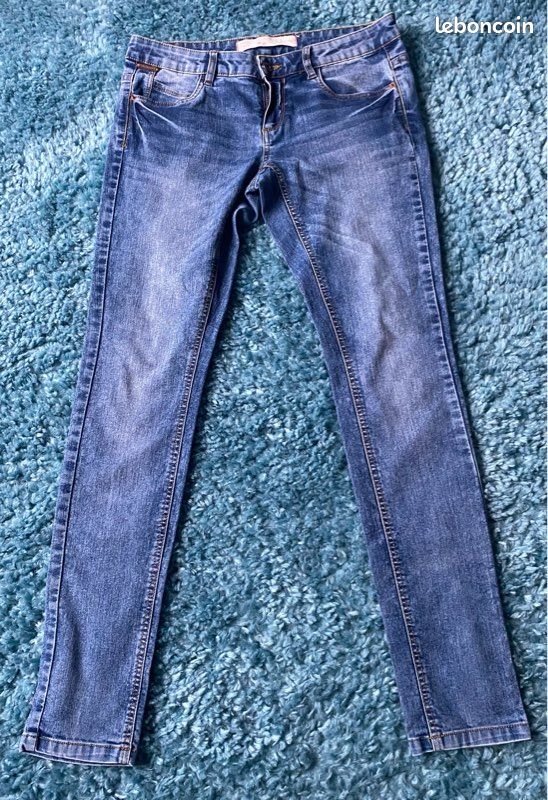 Jeans bleu délavé skinny Jennyfer en 38 taille basse (image 1)