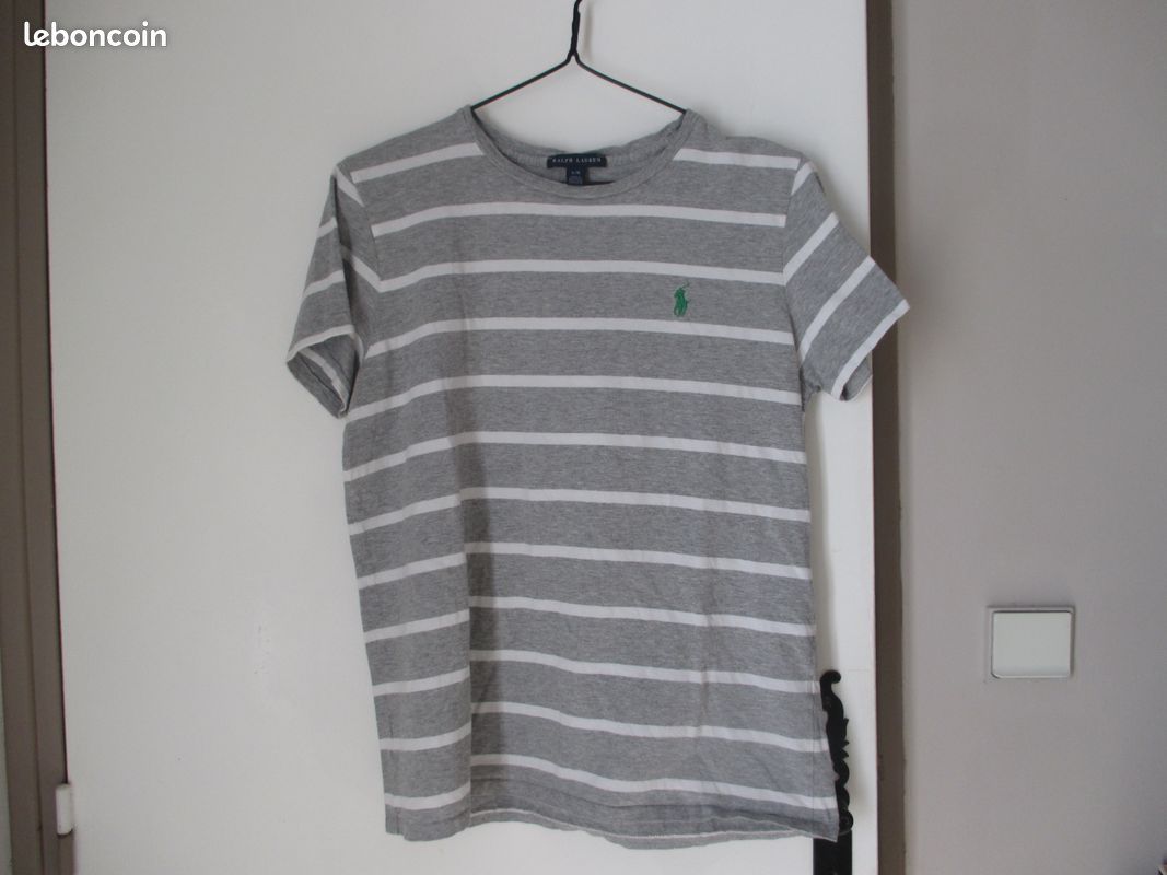 T-SHIRT COURT SLIM CÔTELÉ - GRIS / RAYÉ - FEMME | H&M BE