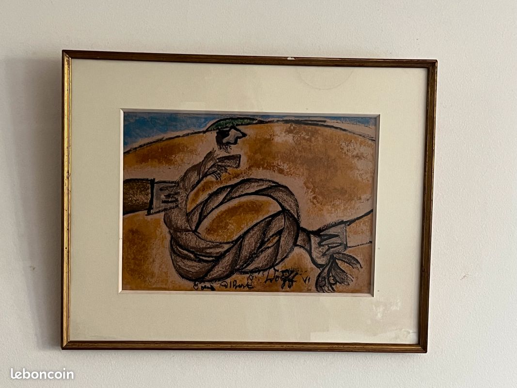 AE006 : Pastel signé Albert Wolff "Nœud de corde" 1990 (image 1)