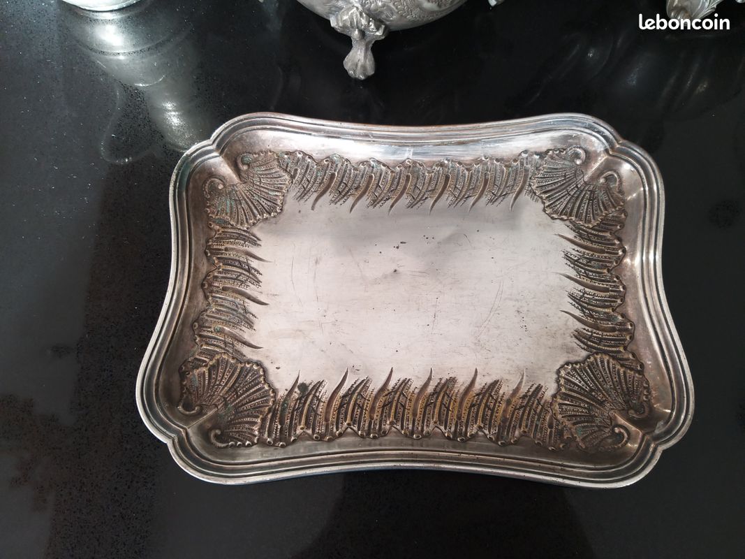 Plateau à courrier métal argenté style empire 26,6cm×21,5cm
