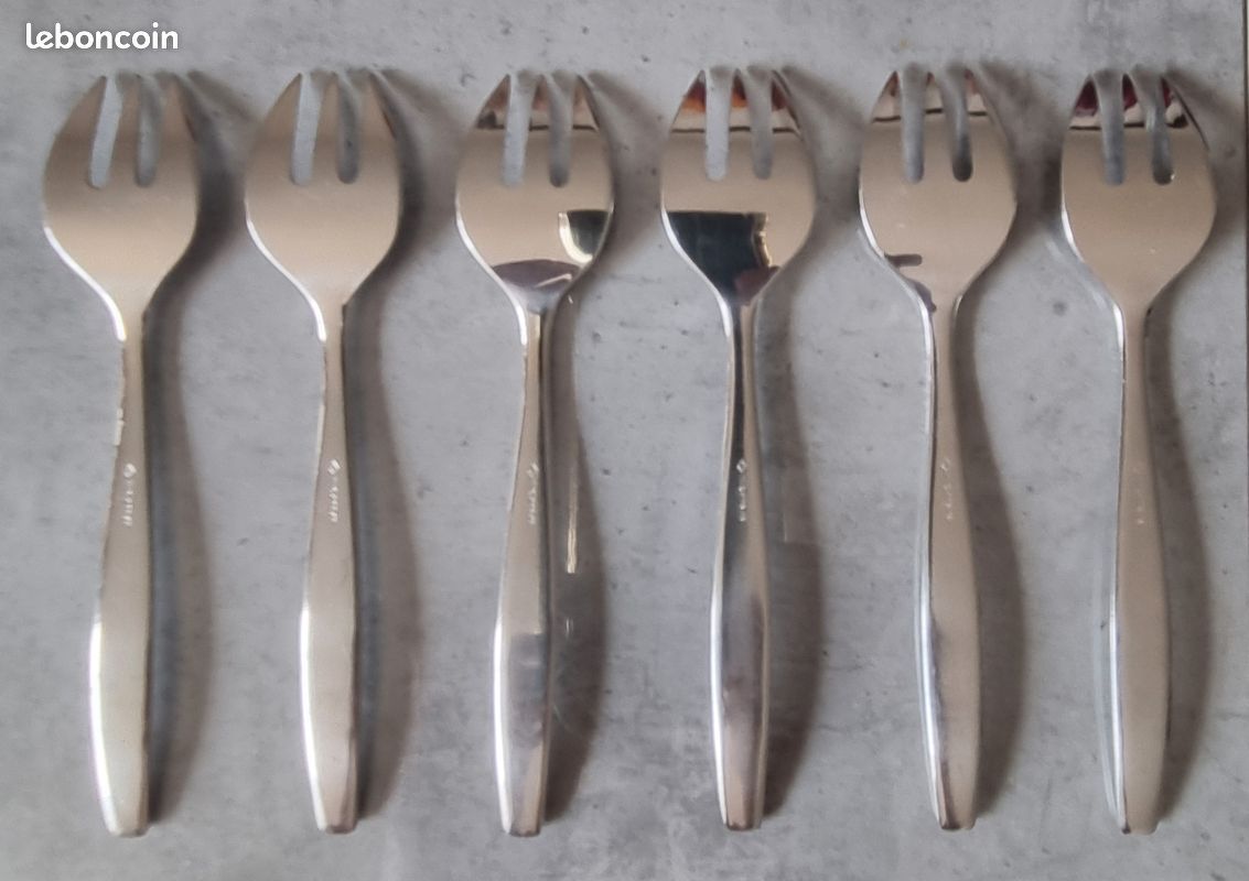 6 fourchettes à huîtres en métal argenté dans leur écrin d'origine (image 3)