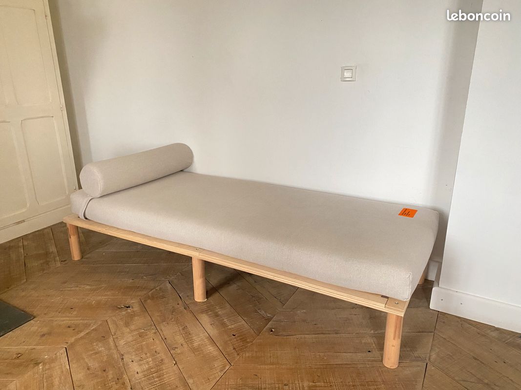 Housse divan IKEA x Virgil Abloh + sommier en bois + matelas 80x200 (image 2)