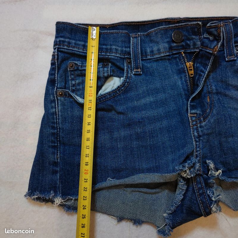 Short Levi’s femme W26 bleu denim recoupé taille FR 34/36 vintage #cdp447 (image 9)