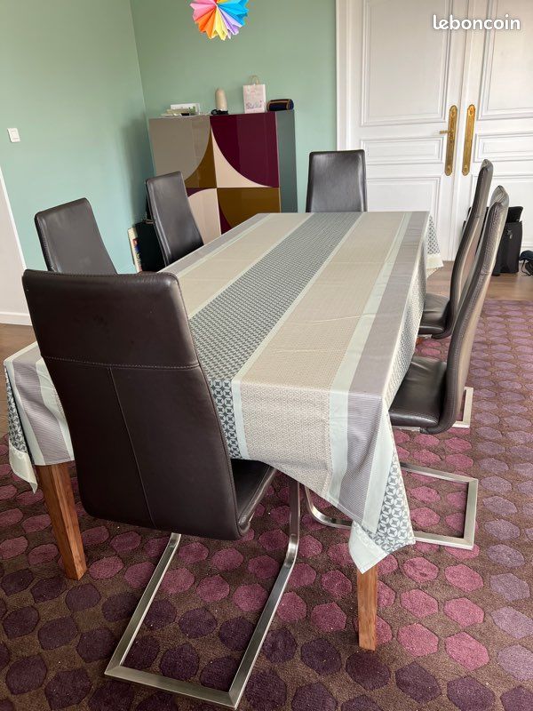 6 chaises simili cuir marron bon état (image 1)