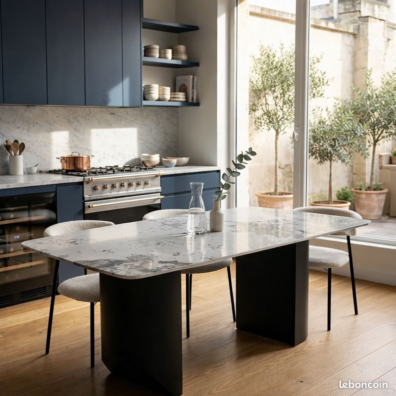 Table design effet marbre – 140 × 80 cm – 149 (image 3)