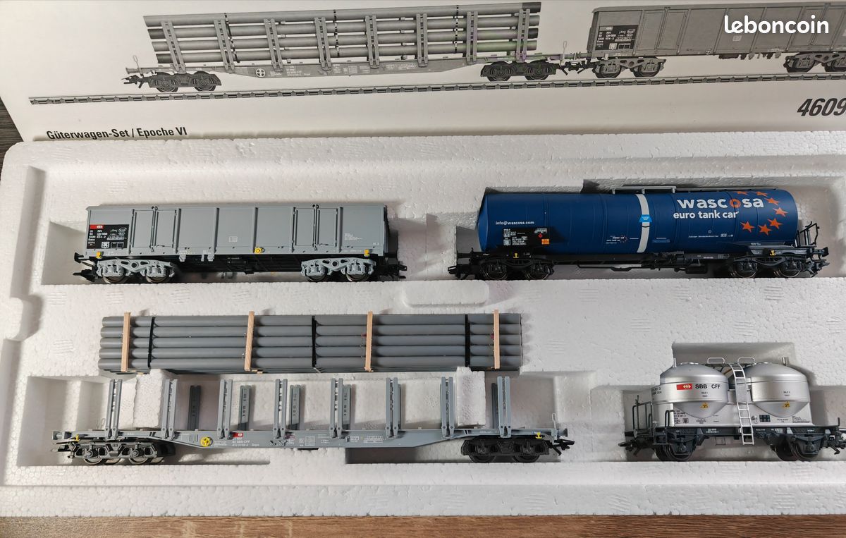 MÄRKLIN Coffret 2 wagons porte autos 2 niveaux/2essieux DB avec chargement 8 Ford escort 1970