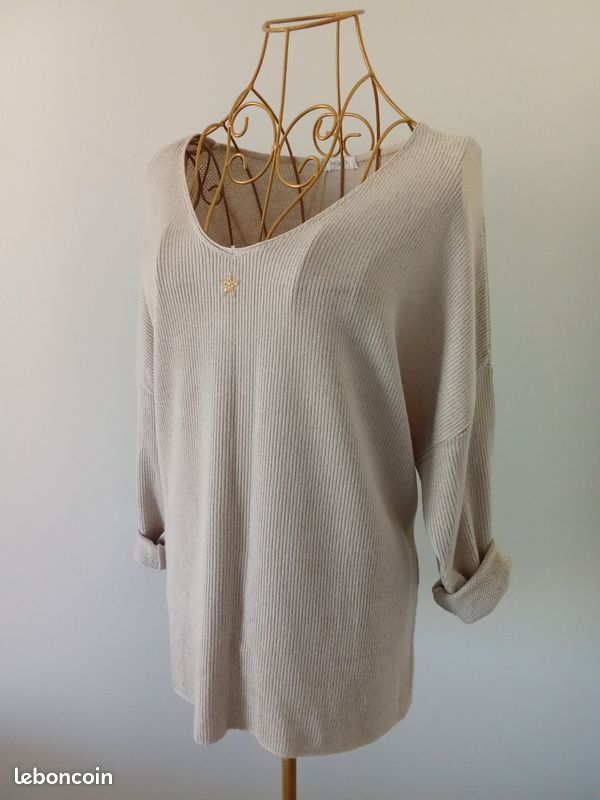 Haut Femme Manches Longues Together - Polyester Beige, Taille 38 - Occasion Très Bon état