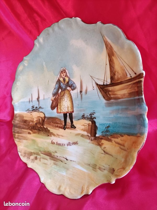 Ancienne assiette PAYSAGE bordure dentelee est doree (image 2)