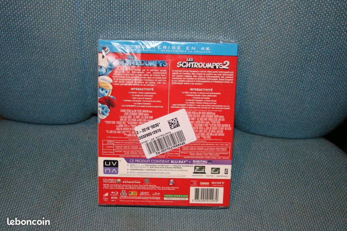 Coffret 2 blu ray les schtroumpfs 1 et 2 neuf scéllés (image 2)