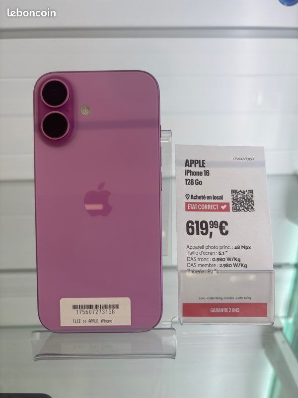 IPhone 16 rose 128 go (image 1)
