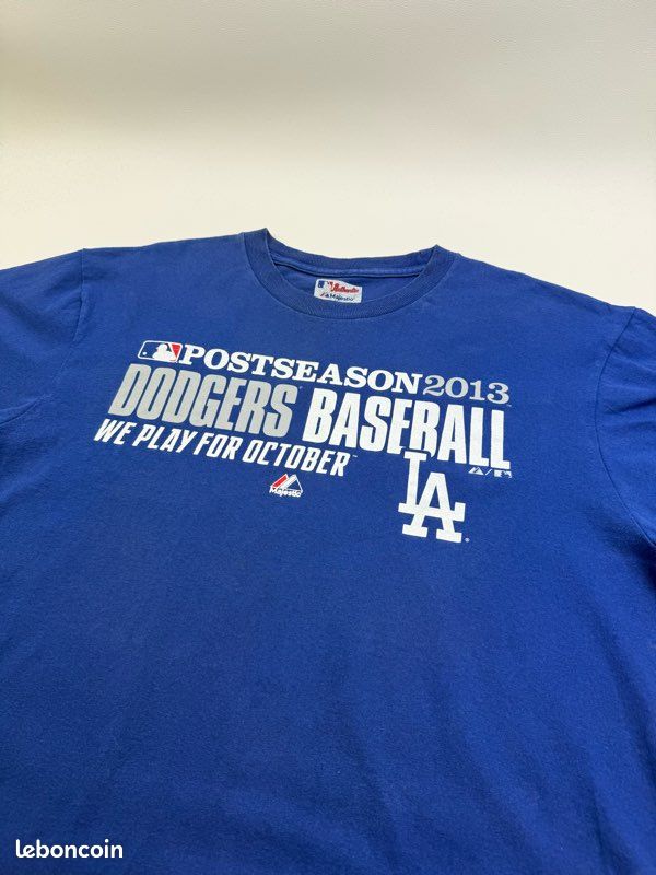 T-shirt Bleu Baseball Dodgers Los Angeles Made In USA Vintage L (image 2)