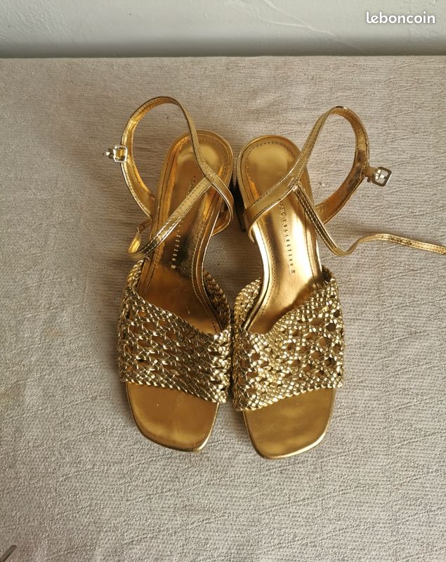 High Heeled Sandale Zara DorÃ© Sandales Talons Zara P38 Doré