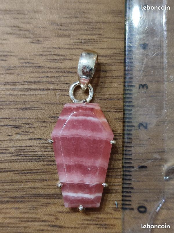 Rhodochrosite rose Du Pérou et argent pendentif (image 5)