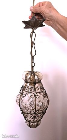 LANTERNE Murano à facettes/montage électrique refait à neuf