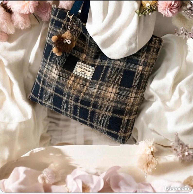 Tendance sac fourre-tout Tartan écossais bleu foncé (image 2)