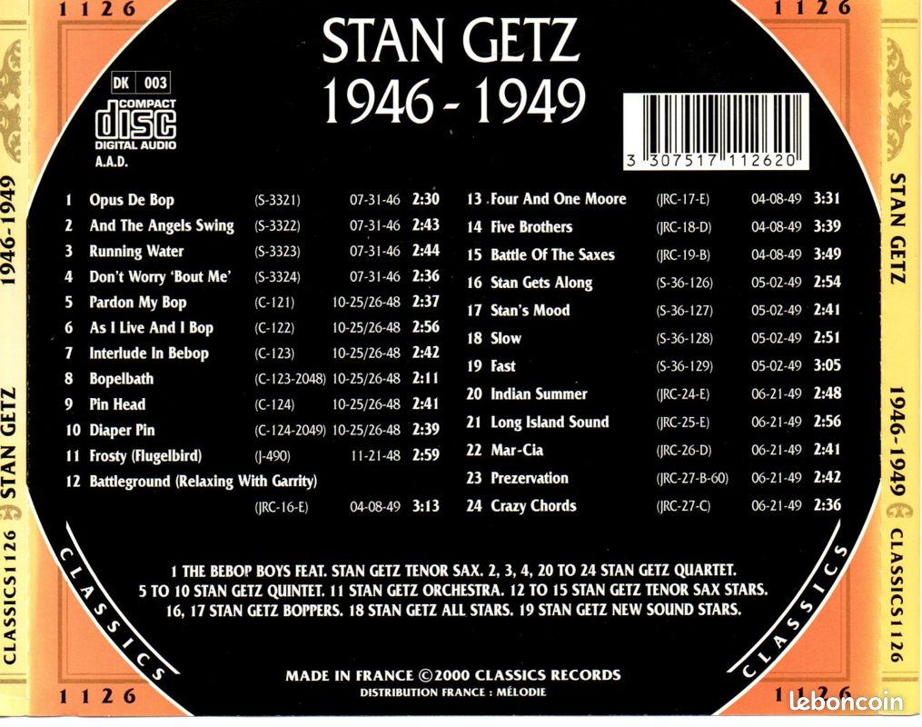 Stan Getz – 1946-1949 - CD (image 3)