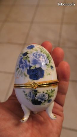 Œuf En Porcelaine Boîte à Bijoux Décoratif Avec Fleurs - Collection Occasion