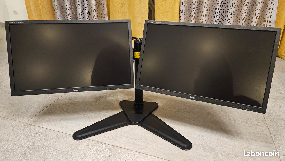 Lot De 2 écrans PC Iiyama ProLite 24" IPS LED - 75Hz - Rotatif - Occasion