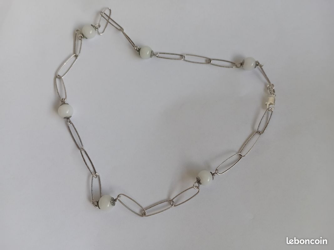 Collier en argent 925 et jade blanc (image 4)