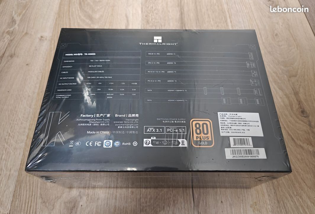 Alimentation PC Thermalright TR-KG850 850W GOLD Modulaire à 71,39€ At