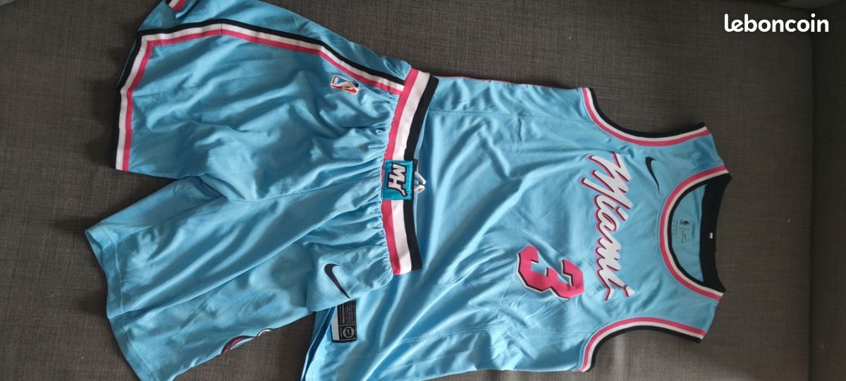 Miami Vice City Edition Maillot De Basket Miami Bleu Ensemble NBA
