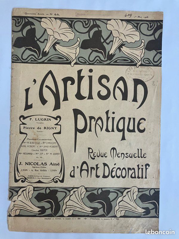 L’Artisan Pratique couverture Revue mensuelle d’Art décoratif (image 1)