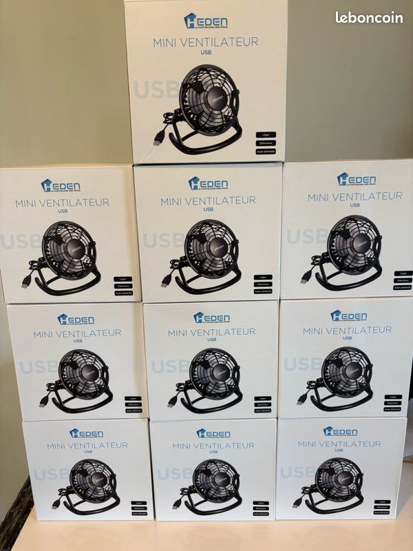 Lot de 10 ventilateurs USB Heden neufs Noir (image 1)