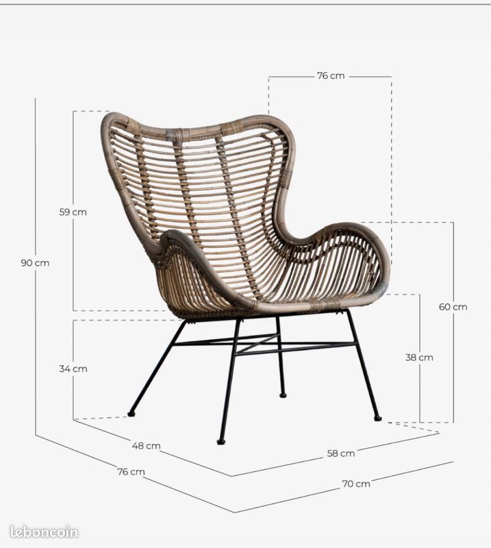 Fauteuil en rotin naturel (image 4)