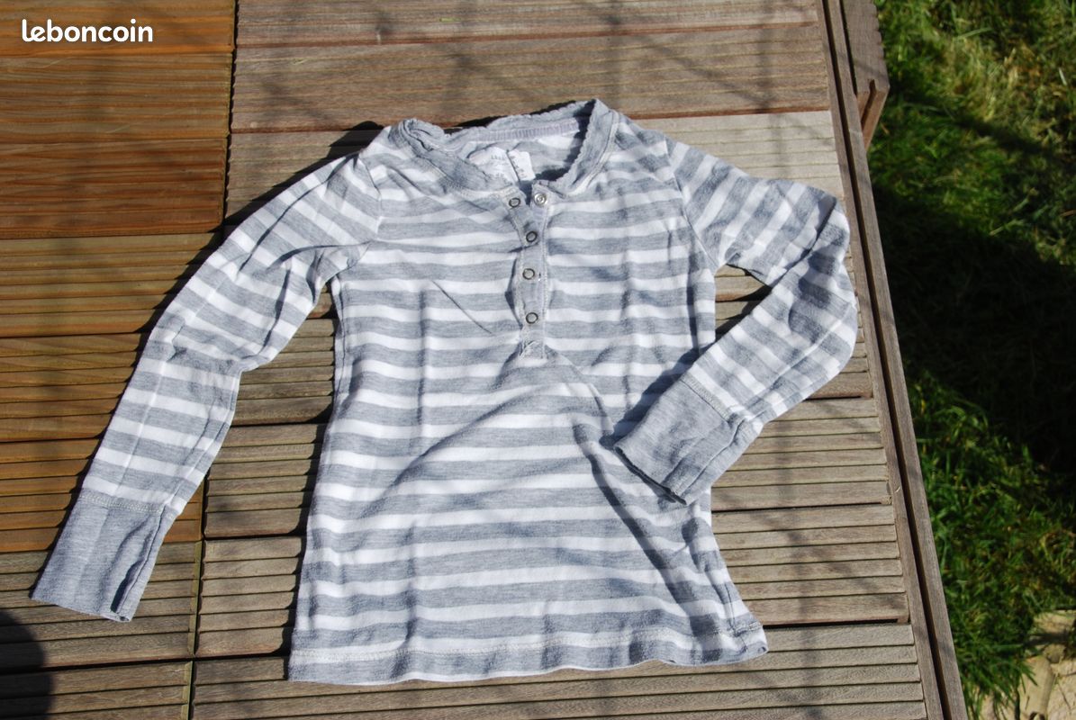 T Shirt blanc et gris H&M 2 ans (image 1)