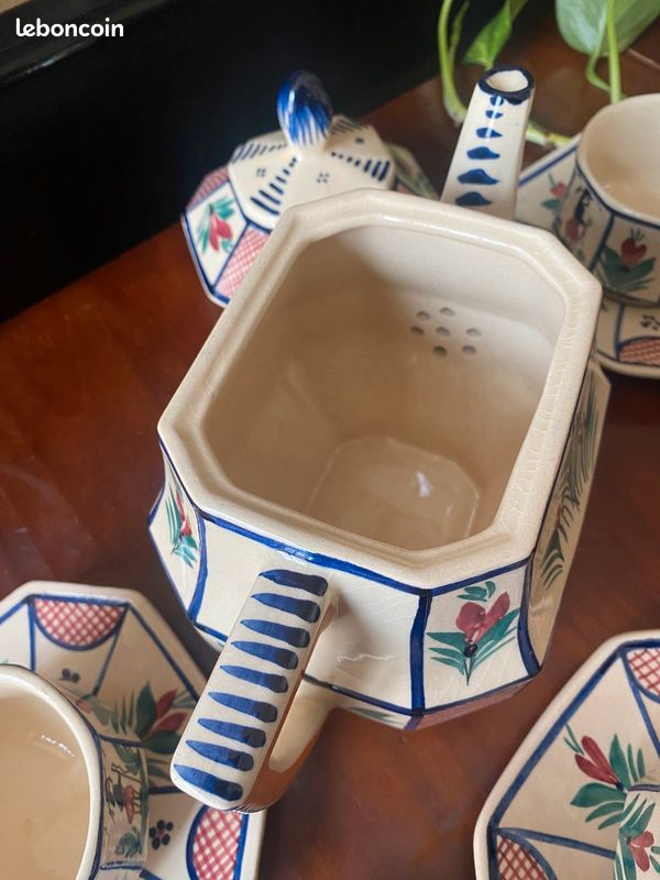 Théière et 6 tasses Henriot Quimper vintage (image 9)