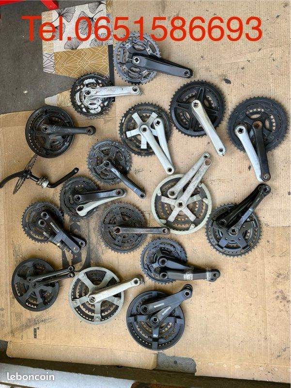 Pédalier Trois Pièces Ancien Vélo Sans Marque - Occasion - À Restaurer